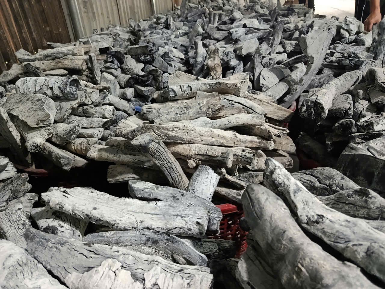 White Binchotan charcoal at the workshop